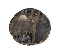Steampunk Mechanical Gears Print Shower Cap - Reusable, Double Layer, Hotel Travel Essentials, Salon Shower Hat Accessories L