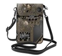 Steampunk Mechanical Gears Print Stylish Leather Crossbody Flip Phone Bag â€“ Fashionable And Functional Mobile Wallet For Women