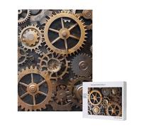 Steampunk Mechanical Gears Printed Jigsaw Puzzle with Storage Box, Wooden Puzzle for Adults and Kids, 500 Pieces Family Fun Decorative Game