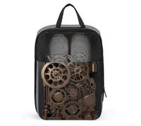 Steampunk Mechanical Gears Shoe Bag Waterproof & Breathable Shoe Pouch for Travel, Portable Carry Case for Sports Sneakers, Gym, Vacation