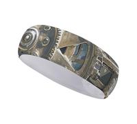 Steampunk Mechanical Gears Sports Headbands Wide Non-Slip Workout Sweatband Elastic Stretch Athletic Headband for Running Cycling Football Yoga Hairband for Women and Men