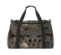 Steampunk Mechanical Gears Travel Duffel Bag for Women Men,Print Polyester Tote Hand Luggage Bag with Shoulder Strap