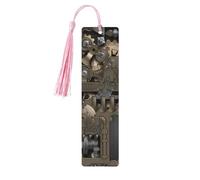 Steampunk Mechanical Gears Wooden Bookmark Book Lovers Tassels Crafts Accessories Reading Book Club Party