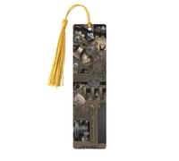 Steampunk Mechanical Gears Wooden Bookmark Book Lovers Tassels Crafts Accessories Reading Book Club Party