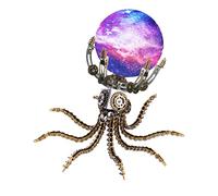 Steampunk Mechanical Octopus with Star Projector 1060PCS Metal Model Kit 16-Color LED Lamp DIY Assembly Home Display Decor