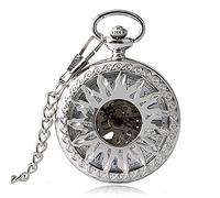 Steampunk Mechanical Pocket Watch - Hollow Sun Design with Self Wind Feature and 30-Inch Chain