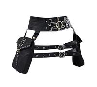 Steampunk Medieval PU Leather Waist Bag, Adjustable Gothic Hip Pack for Renaissance Faire Costume Accessory