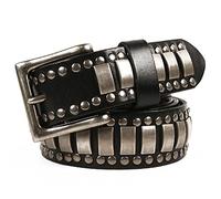Steampunk Men's Belt with Rivets - Stylish Unisex Studded Casual Italian Cowhide Leather Belts For Jeans Punk Rock Rivets Belt With Buckle For Men Black Brown Various Sizes Button Belt Decorated with