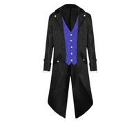 Steampunk Men's Coat - Gothic Jacket Men's Midi Classic Black Tailcoat Retro Medieval Rock Victorian Court Suit Vest Elegant Tuxedo Pirate Vampire Cosplay Clothing Carnival Halloween