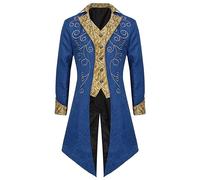 Steampunk Men's Coat - Gothic Jacquard Tailcoat Men's Long Medieval Coat with Buttons Suit Vest Elegant Tuxedo Victorian Court Performance Clothing Theatre Cosplay Carnival Halloween