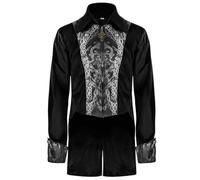 Steampunk Men's Coat - Gothic Tailcoat Men's Midi Red Medieval Jacket with Zip Elegant Tuxedo Stand-Up Collar Victorian Court Performance Clothing Pirate Vampire Cosplay Halloween Costume