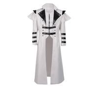 Steampunk Men's Costume - Gothic Coat Men's Midi White Medieval Trench Coat with Zip Retro Victorian Court Frock Coat Elegant Uniform Theatre Clothing Cosplay Carnival Halloween