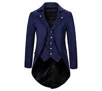 Steampunk Men's Costume - Gothic Jacket Men's Midi Black Medieval Tailcoat Retro Victorian Court Frock Coat Elegant Tuxedo Theatre Performance Pirate Vampire Clothing Carnival Halloween