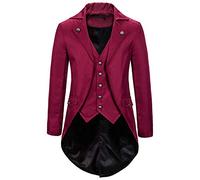 Steampunk Men's Costume - Gothic Jacket Men's Midi Black Medieval Tailcoat Retro Victorian Court Frock Coat Elegant Tuxedo Theatre Performance Pirate Vampire Clothing Halloween Costume