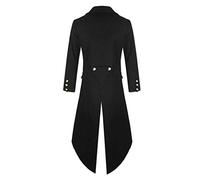 Steampunk Men's Costume, Gothic Tailcoat, Men's Long, Classic Black Medieval Coat with Buttons, Retro Victorian Court Frock Coat, Elegant Tuxedo Suit Vest, Theatre, Vampire Clothing, Halloween Costume