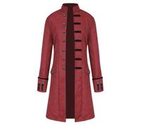Steampunk Men's Jacket, Classic Gothic Coat, Men's Long, Red Medieval Coat with Buttons, Retro Victorian Court Frock Coat, Elegant Theatre Vampire Clothing, Cosplay, Halloween Costume, brick red, L