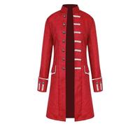 Steampunk Men's Jacket, Classic Gothic Coat, Men's Long, Red Medieval Coat with Buttons, Retro Victorian Court Frock Coat, Elegant Theatre Vampire Clothing, Cosplay, Halloween Costume