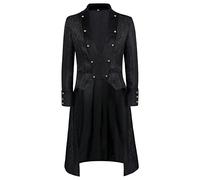 Steampunk Men's Jacket, Gothic Coat, Men's Long, Black Medieval Tailcoat, Retro Victorian Court Frock Coat, Elegant Theatre Show, Pirate Vampire Clothing, Cosplay, Halloween Costume