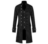 Steampunk Men's Jacket, Gothic Coat, Men's Midi, Black Medieval Suit Vest with Button, Retro Victorian Court Frock Coat, Classic, Theatre, Vampire Clothing, Cosplay, Halloween Costume