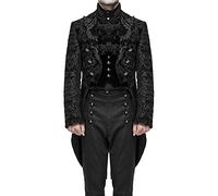 Steampunk Men's Jacket, Gothic Tailcoat Men's Long with Pocket, Classic Black Coat, Medieval Rock Victorian Court Suit Vest, Elegant Tuxedo Theatre Performance Clothing, Halloween Costume