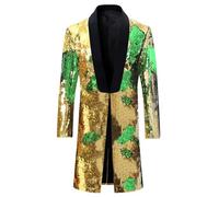 Steampunk Men's Jacket Sequins Gothic Coat Men's Long Black Loose Medieval Glitter Jacket Victorian Yard Frock Coat Retro Medieval Uniform Elegant Vampire Clothing Carnival Halloween