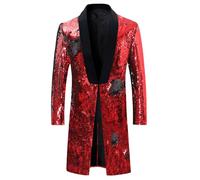 Steampunk Men's Jacket Sequins Gothic Coat Men's Long Black Loose Medieval Glitter Jacket Victorian Yard Frock Coat Retro Medieval Uniform Elegant Vampire Clothing Halloween Costume