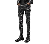 Steampunk Men's Leather Trousers - Vintage Casual Chic and Stylish Leggings Comfortable Versatile Fitted Streetwear Cargo Pants for Carnival Party
