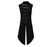 Steampunk Men's Suit Vest, Gothic Tailcoat, Men's Long, Trendy Black Medieval Jacket, Victorian Court Frock Coat, Elegant Tuxedo Theatre Performance, Pirate Clothing, Halloween Costume