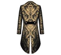 Steampunk Men's Tailcoat - Edelmann Jacket Men's Long Gold Medieval Frock Coat Retro Victorian Court Coat Elegant Tuxedo Theatre Fancy Dress Performance Clothing Halloween Costume