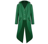 Steampunk Men's Tuxedo Green Gothic Tailcoat Men's Long, Classic Fashion Coat Victorian Court Frock Coat Retro Medieval Elegant Jacket Theatre Performance Clothing Cosplay Halloween Costume, Green, M