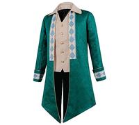Steampunk Men's Tuxedo Jacquard, Gothic Tailcoat, Men's Midi, Trendy Green Coat, Victorian Court Frock Coat, Retro Medieval Elegant Jacket, Theatre Performance Clothing, Cosplay, Halloween Costume