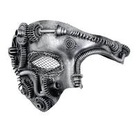 Steampunk Metal Cyborg Mesh Venetian Mask,Silver Masquerade Mask For Halloween Costume Party/Phantom Of The Opera/Mardi Gras Ball