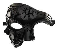 Steampunk Metal Cyborg Venetian Mask - Masquerade Prop for Halloween Phantom of the Opera & Mardi Gras