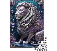 Steampunk Metal Lion Adult Jigsaw Puzzle, 1000 Pieces, 52x38cm/1000pcs; A Calm After-work Activity; White Card Pieces for Tidy Handling