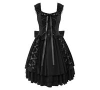 Steampunk Midi Dress Women's Sleeveless Medieval Dresses Renaissance Gothic Ball Dress with Bow Lacing Elegant Punk Fashion Party Dress Cocktail Dress Halloween Dress Carnival Festival