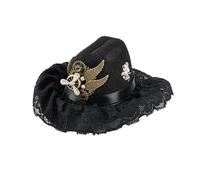 Steampunk Mini Lace Pet Top Flat Hat Goth Doll Hair Accessories Halloween Gear Plane Cowboy Cap Hairpin (black)
