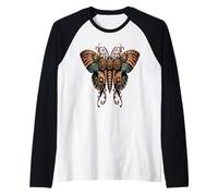 Steampunk Moth Vintage Gear Insect Mechanical Raglan Baseball Tee