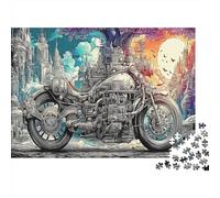 Steampunk Motorcycle 1000 Piece Puzzle Home Decor Stress Relief Futuristic Metropolis for Dad Mum Grandparents Senior Leisure Enthusiasts 70x50cm/1000pcs