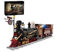 Steampunk Ore Mining Train Building Blocks Set, 1402 PCS Industrial Steam Era Locomotive Building Toys with Cargo Wagon, Vintage Mechanical Railway Building Brick, Birthday Gift for Adults & Teens