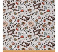 Steampunk Outdoor Fabric by The Yard,Industrial Antique Machine Tools Upholstery Fabric for Chairs,Traditional Western Steampunk Fabric for Home DIY Projects,1 Yard,(L92*W150cm) White