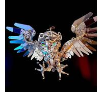 Steampunk Owl 3D Metal Puzzle Kit - 700+ PCS DIY Model with Goggles & Light | Mechanical Stainless Steel Animal Sculpture for Adults Gift & Display