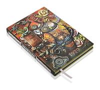 Steampunk Owl Leather Journal Notebook - 3D Handmade Vintage Owl Journals Travel Diary with Lined Paper Cool Leather Sketchbook Writing Journals Owl Gift for Women & Men & Nerdy (A5, Multicolor)