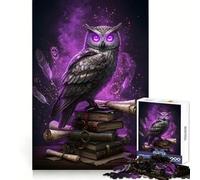 Steampunk Owl on Books with Magic for Adults 1000 Piece Jigsaw Puzzle Mind Puzzle Relaxing Fun Image Assembly Warm Surprise 38x26cm