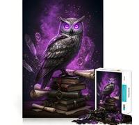 Steampunk Owl on Books with Magic for Adults 1000 Piece Jigsaw Puzzle Mind Puzzle Relaxing Fun Image Assembly Warm Surprise 38x26cm