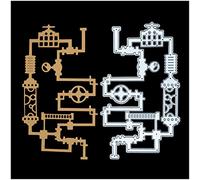 Steampunk Pipes & Valves Metal Cutting Die - Industrial Gear Panel Craft Die for Card Making & Mixed Media Projects I0