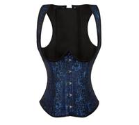Steampunk Pirate Underbust Corset for Women Plus Size - Brocade Restoring Ancient Ways Lace-Up Vest Type Underbust Corset Top (Royal Blue, 6XL)