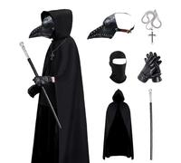Steampunk Plague Doctor Mask - Long Beak Bird Mask for Halloween - Gothic Cosplay Costume Accessory with Latex Material - Perfect for Steampunk Halloween Costume Props (set-B, L)