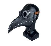 Steampunk Plague Doctor Mask - Long Beak Bird Mask for Halloween - Gothic Cosplay Costume Accessory with Latex Material - Perfect for Steampunk Halloween Costume Props (Black-B, One Size)