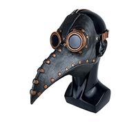 Steampunk Plague Doctor Mask - Long Beak Bird Mask for Halloween - Gothic Cosplay Costume Accessory with Latex Material - Perfect for Steampunk Halloween Costume Props (Black-A, One Size)