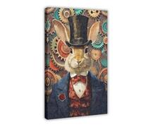 Steampunk Rabbit Canvas Poster Bedroom Decor Landscape Office Room Decor Gift 16x24inch(40x60cm)